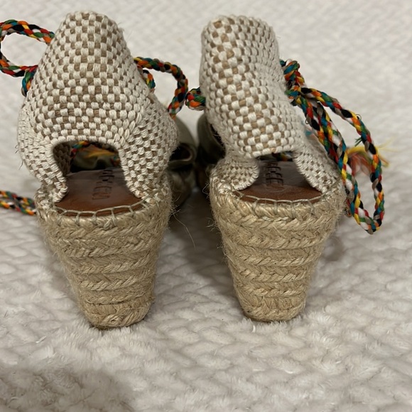 Suyute Spain Espadrille Multicolor Ankle Tie Wedge Sandals Size 38 - Picture 4 of 11